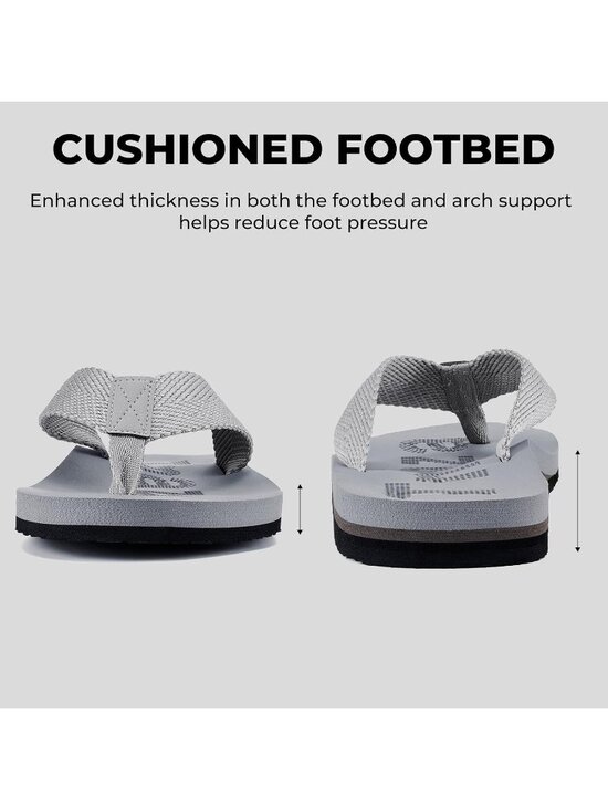 Men\'s Light Grey Flip Flops With Arch Support Summer Outdoor Beach Sandals